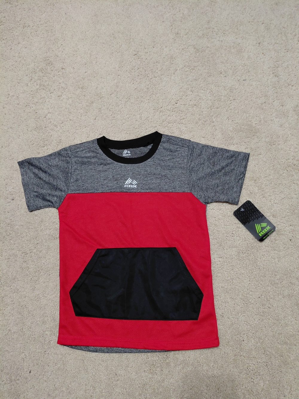 RBX Youth Colorblock Active Tee - Red, Gray & Black  NTW